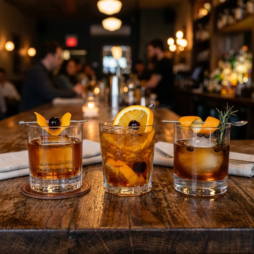 Verschiedene Old-Fashioned-Varianten — vom Klassiker bis zur fruchtigen Muddled-Version